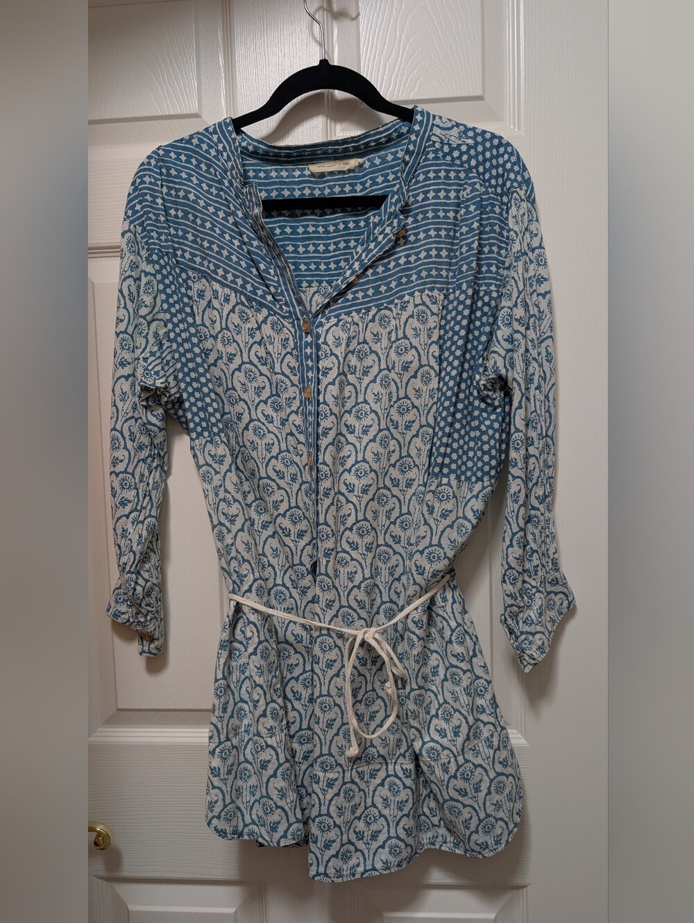 Isabel Marant Etoile Hamil Blue Creme Star Tunic Shirt Dress Size 36 Small S